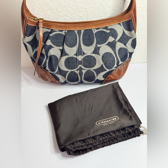 Y2K✨COACH Ergo Signature Denim Shoulder Coach Y2K Ergo Signature C Canvas Denim Blue w/Leather Trim Hobo